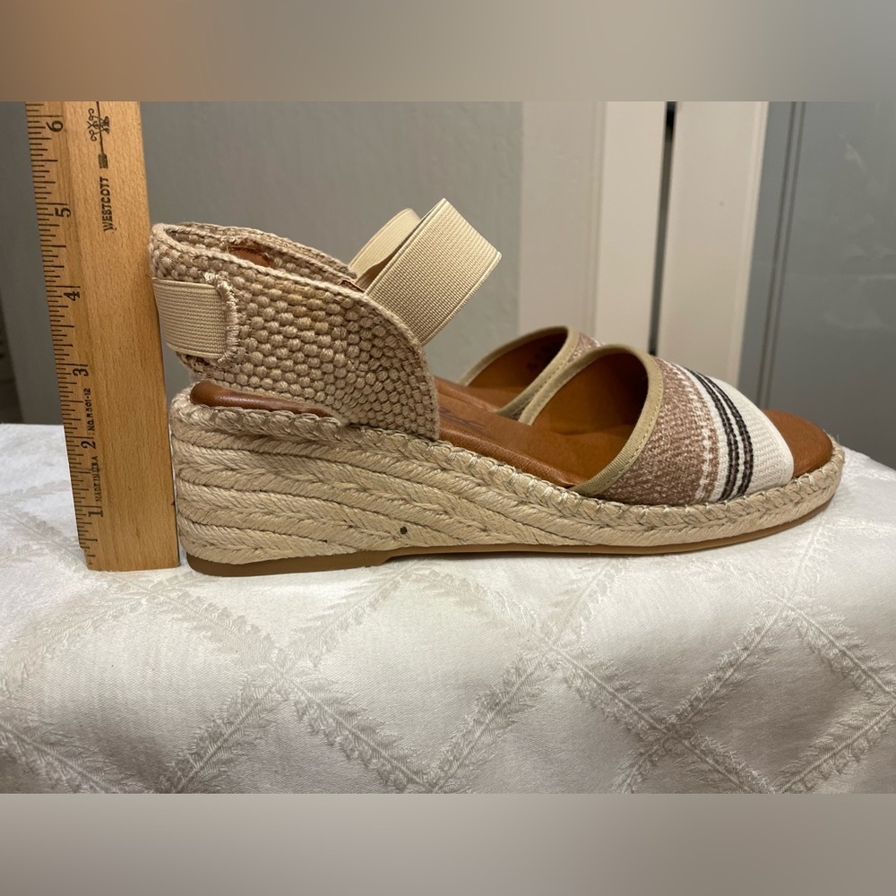 Zodiac Beige and Brown Espadrille Wedge Sandals